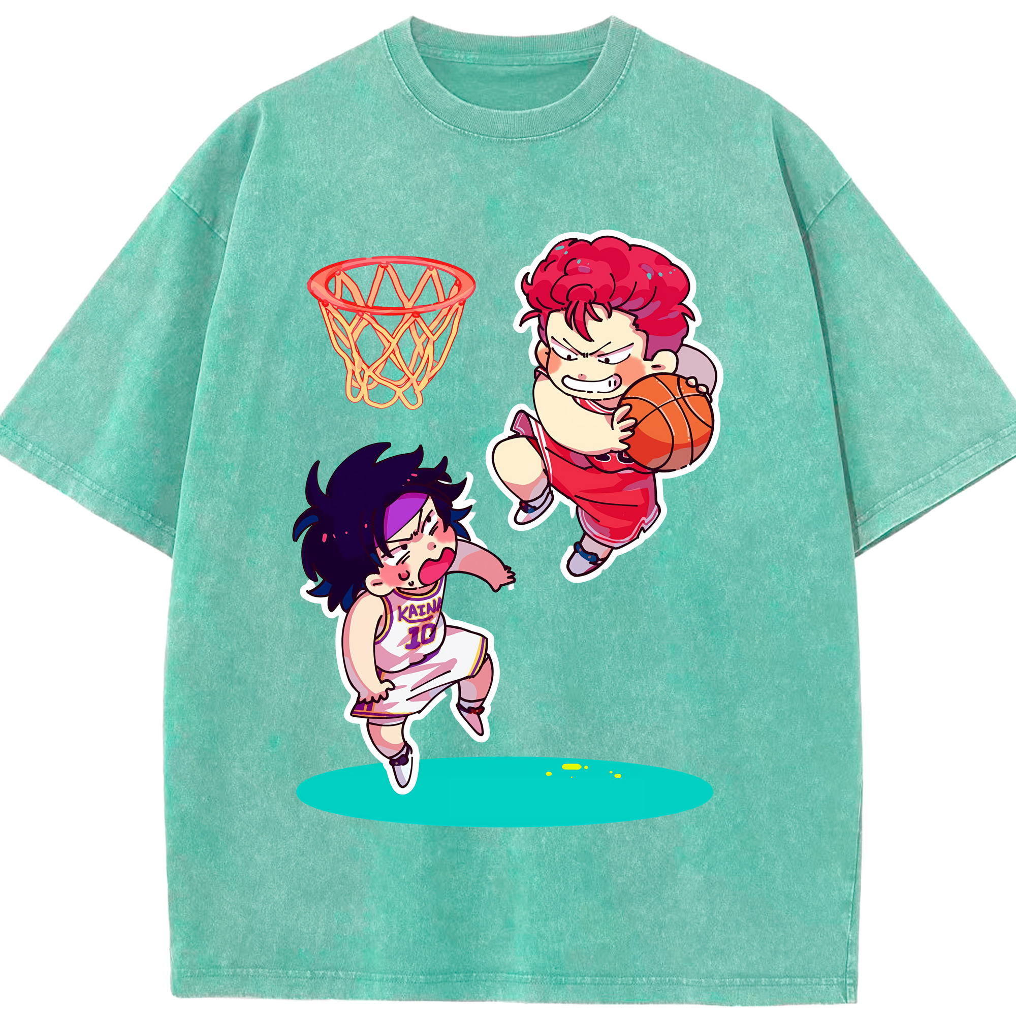 （画像用） SLAM DUNK／スラムダンク 綿100% ヴィンテージ風 半袖Tシャツ（フロントプリント）